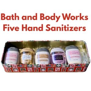 5 Hand Sanitizers - Bath & Body Works in Christmas Metal Box With Bow